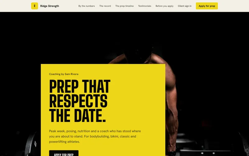 The Poster template: competition prep and powerlifting.